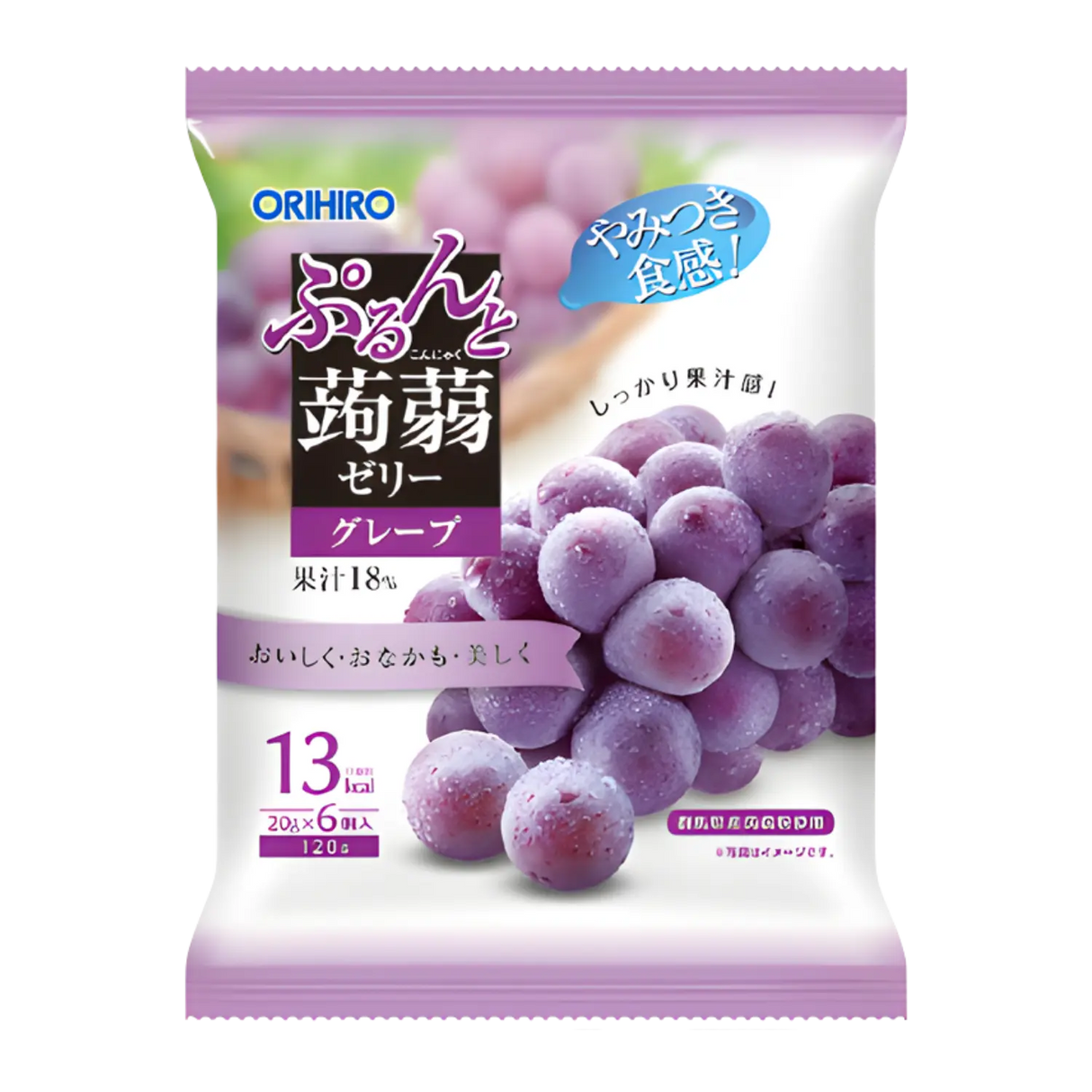 Orihiro Konjac Jelly Pouch Grape 6pcs 120g