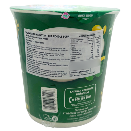 Indomie Popmie Instant Cup Noodle Soup Meatball Flavour (Rasa Baso) 75g