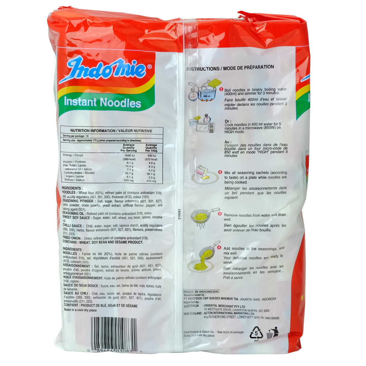 Indomie Mi Goreng Noodles (85 g * 10 packs)