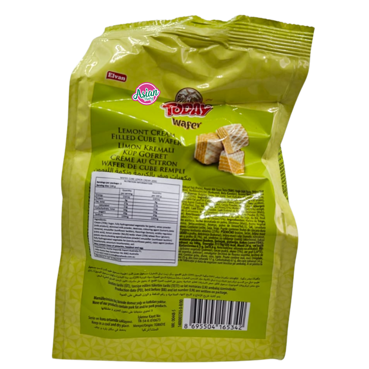 Elvan Today Lemon Cream Filled Cube Wafer 200g