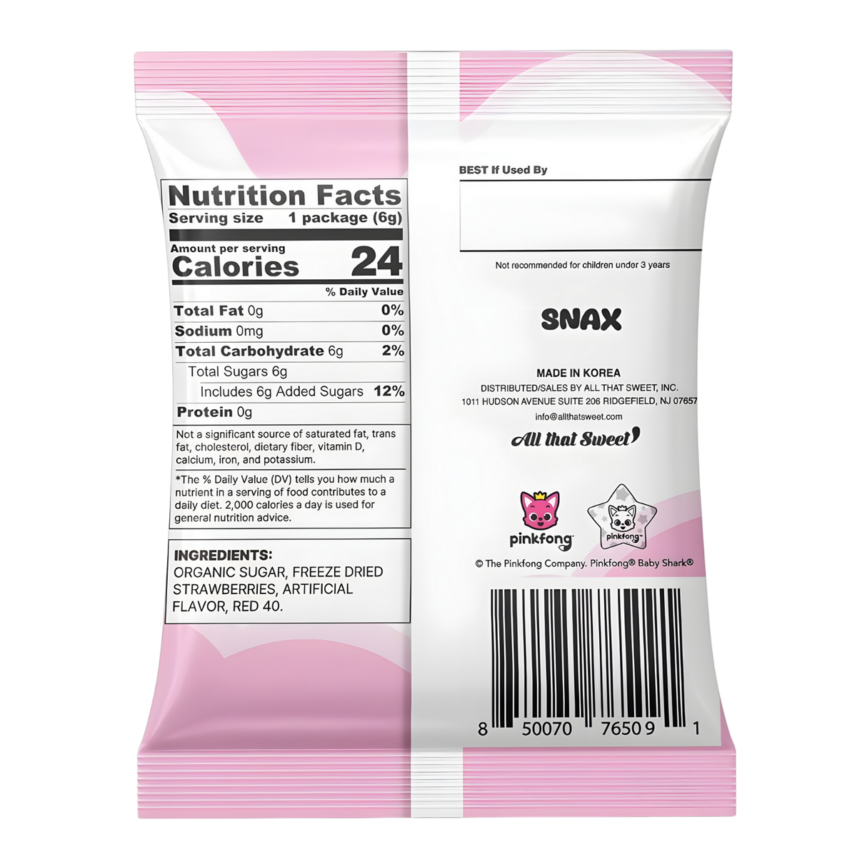 Cotton Lolly Rolled Cotton Candy Baby Shark Strawberry 6g