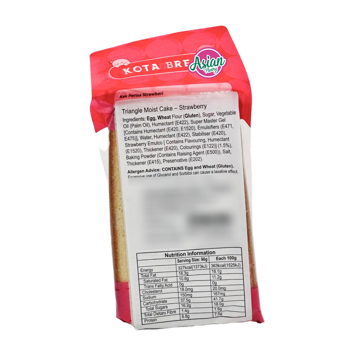 Delyco Triangle Moist Cake Strawberry Flavour 90g - Back