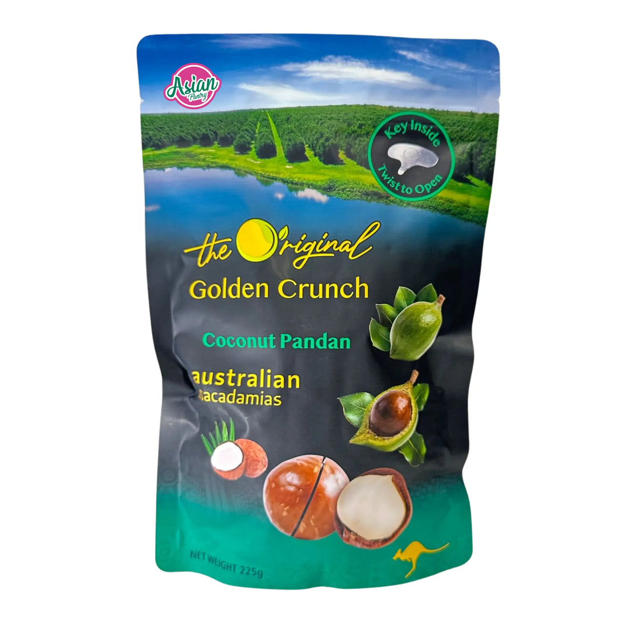 Golden Crunch Australian Macadamias Coconut Pandan 225g
