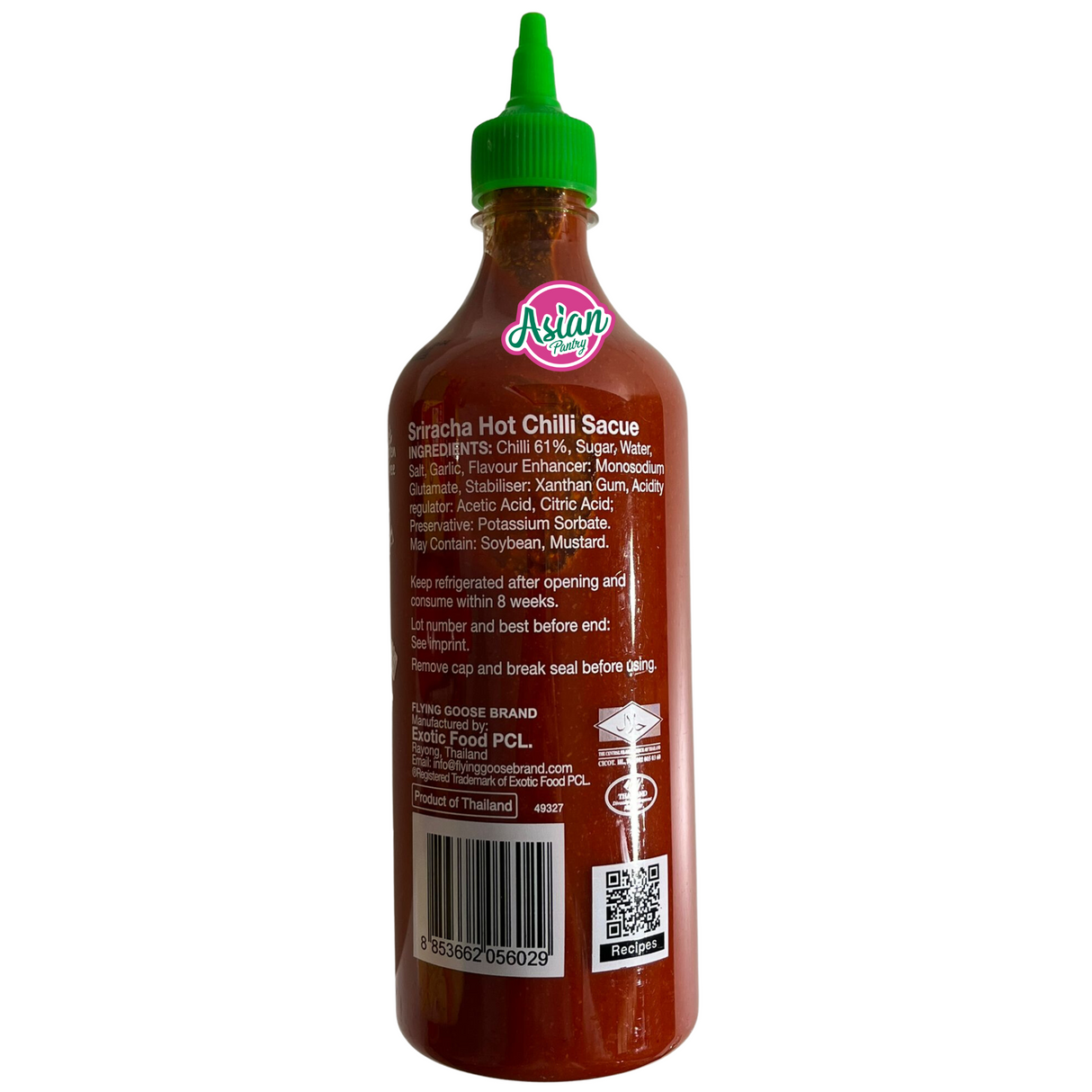 Flying Goose Vegan Red Sriracha Sauce Original 455ml - Back
