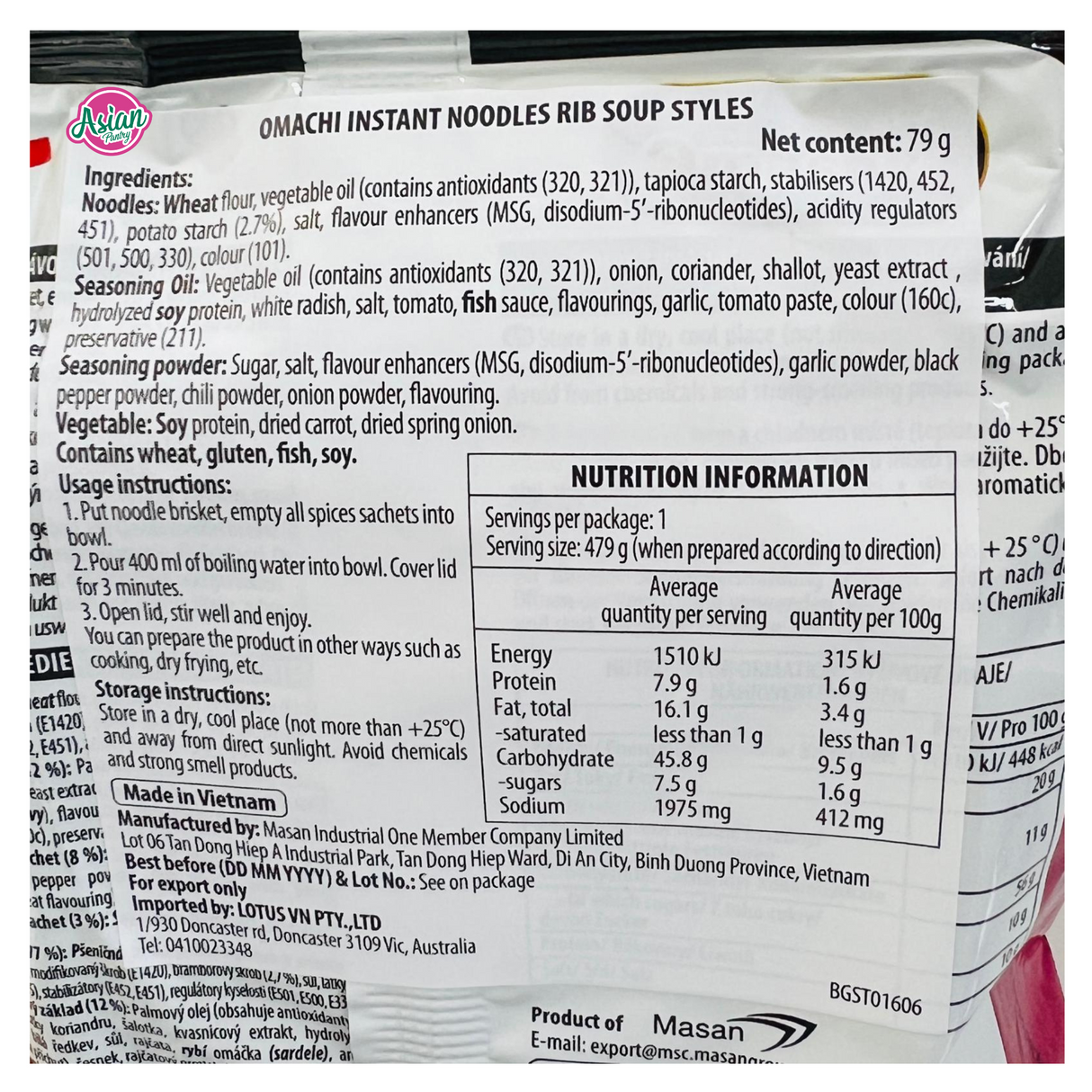 Perisa Sup Rusuk Mee Omachi 79g