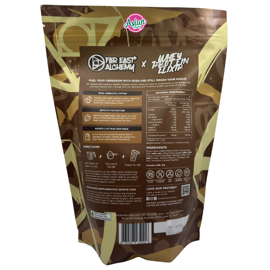 Far East Alchemy Whey Protein Elixir Vietnamese Coffee 500g - Back