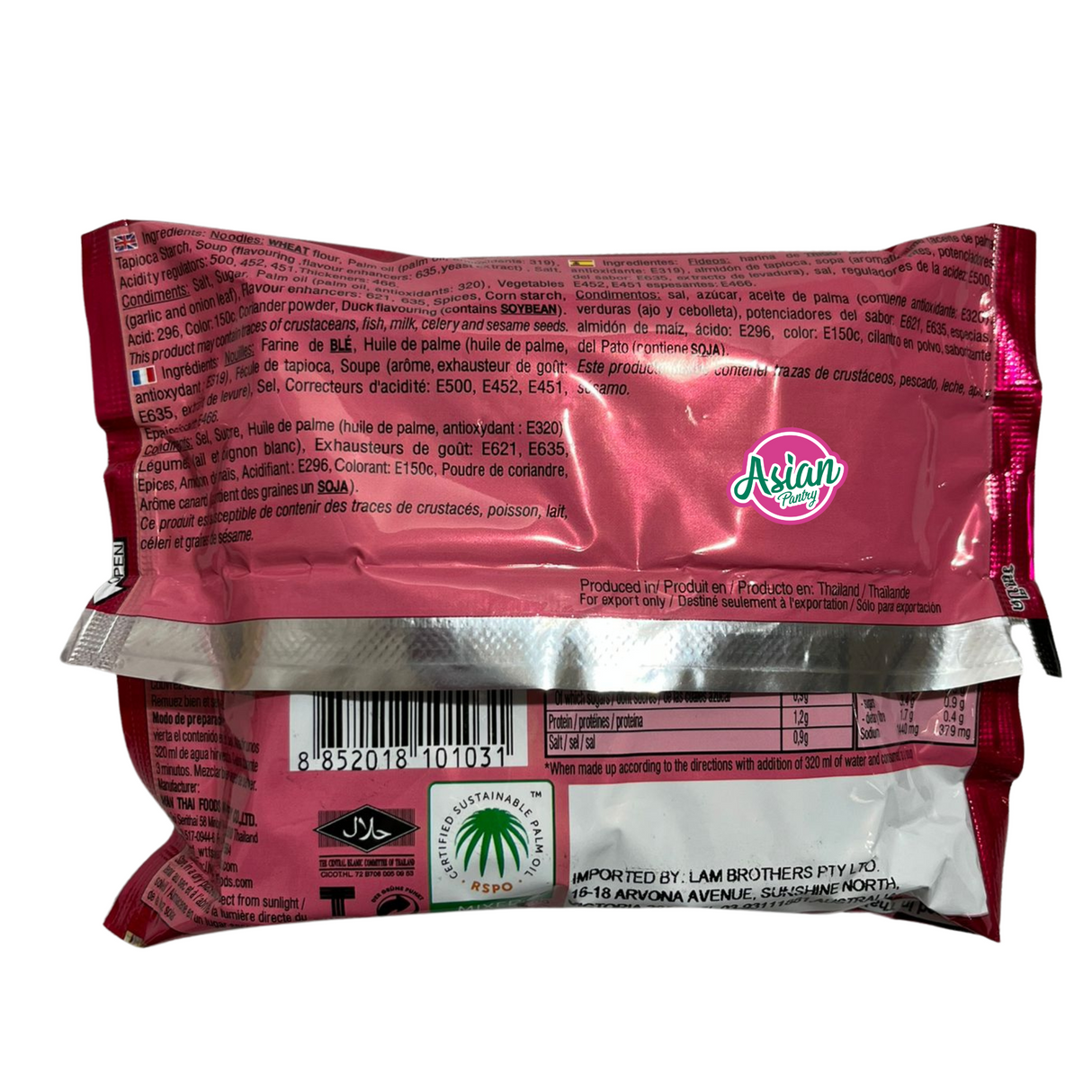 Yum Yum Duck Flavour Noodles - Back