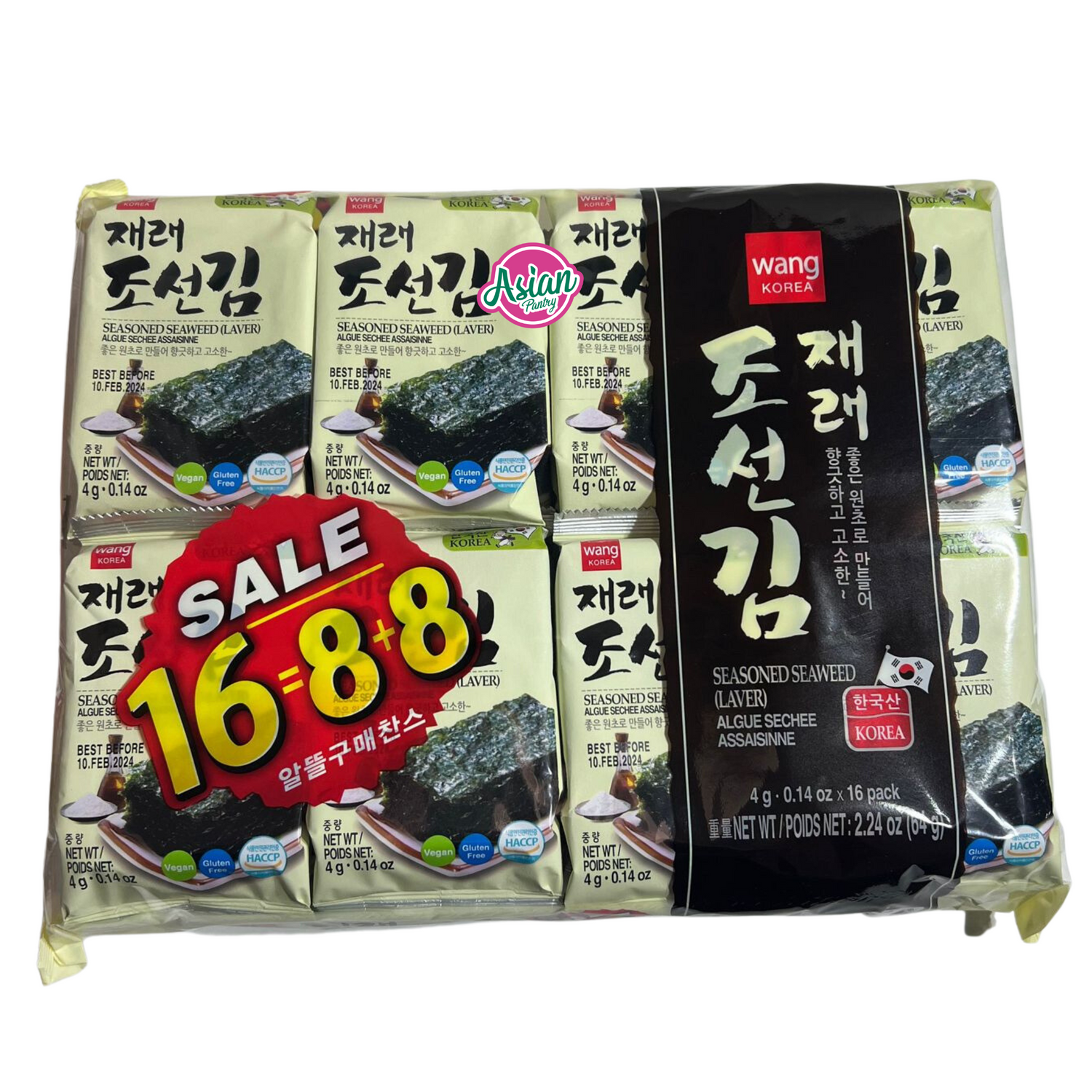 Wang Seasoned Seaweed (Laver) 16pk 64g