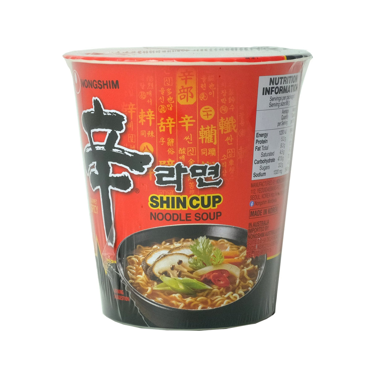 农心辛辣杯面汤 68g