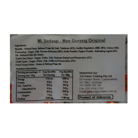 Mi Sedaap Mee Goreng Noodles Original 5pk 455g