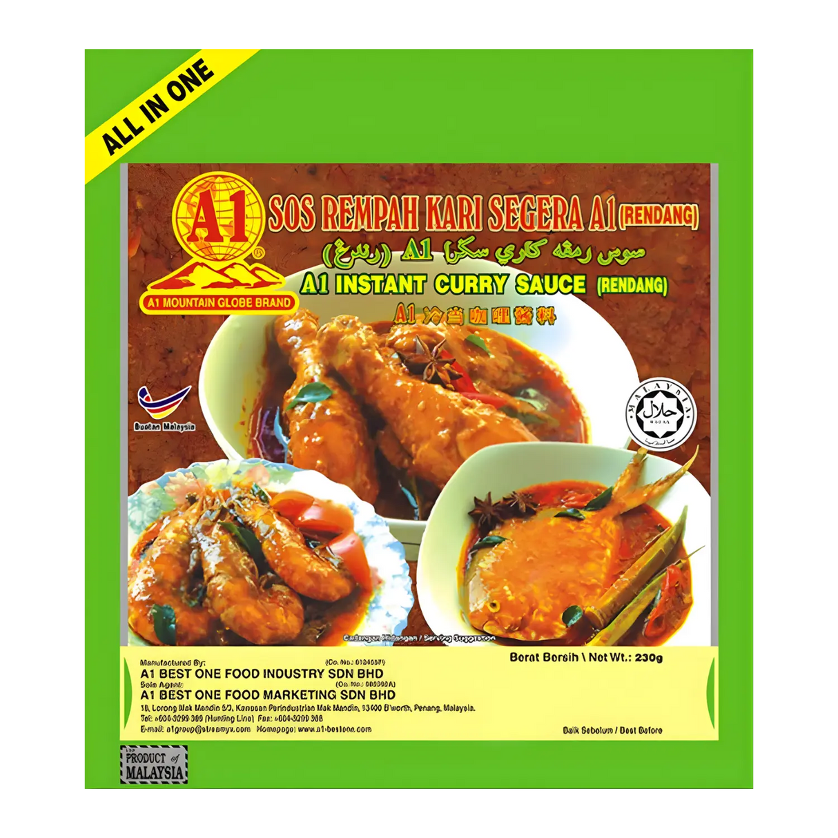 A1 Instant Curry Sauce (Rendang) 230g