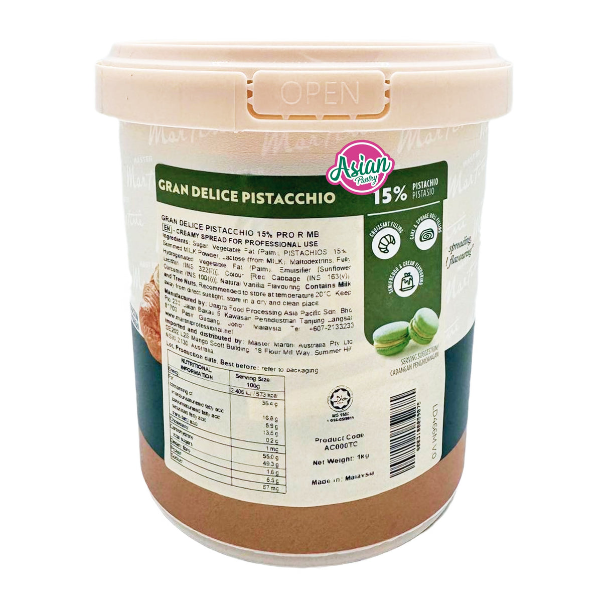 Master Martini Gran Delice Creamy Pistachio Spread 1kg