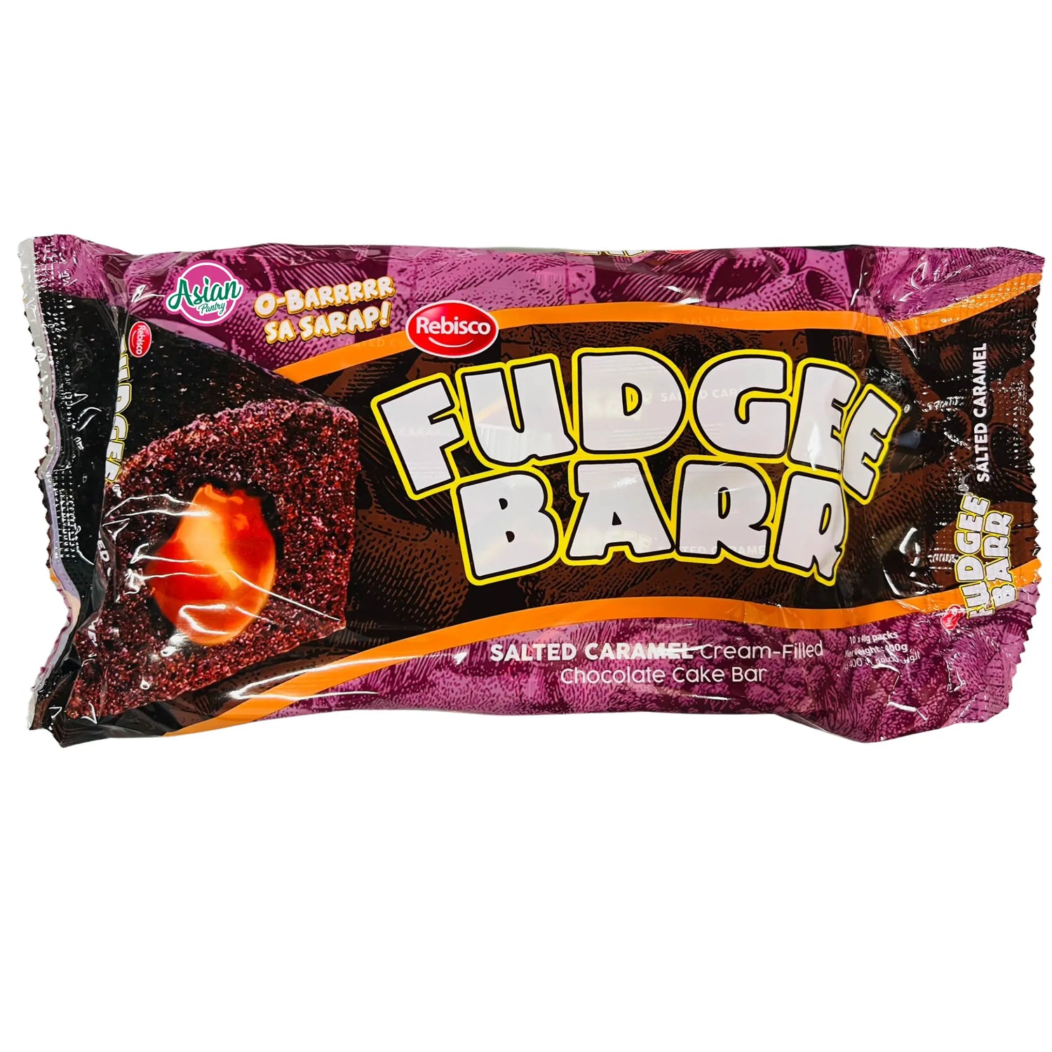 Rebisco Fudgee Barr Salted Caramel Cream-Filled Chocolate Cake Bar 400g