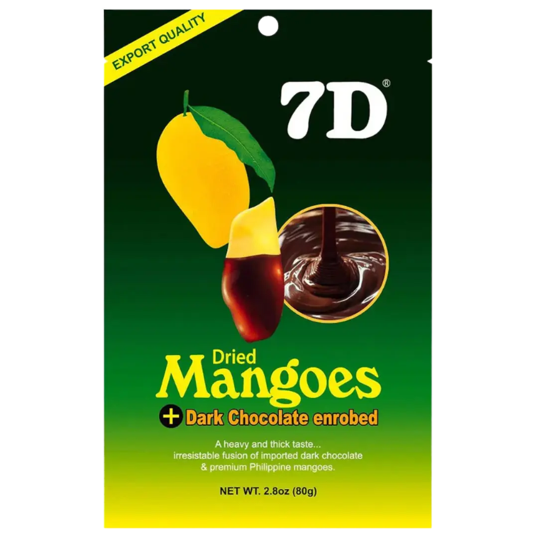 7D Dried Mangoes with Dark Chocolate Enrobed 80g