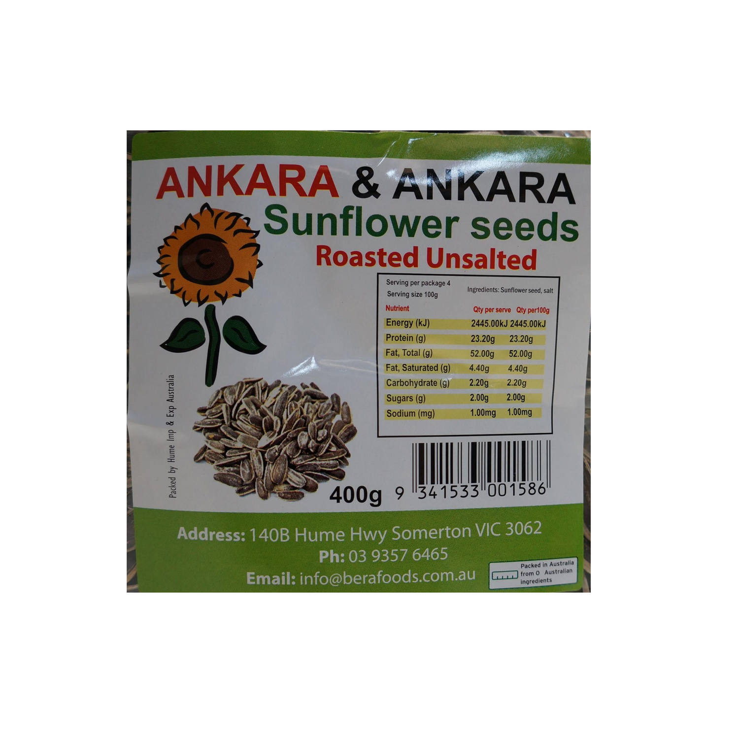 Biji Bunga Matahari Ankara Panggang Tanpa Masin 400g