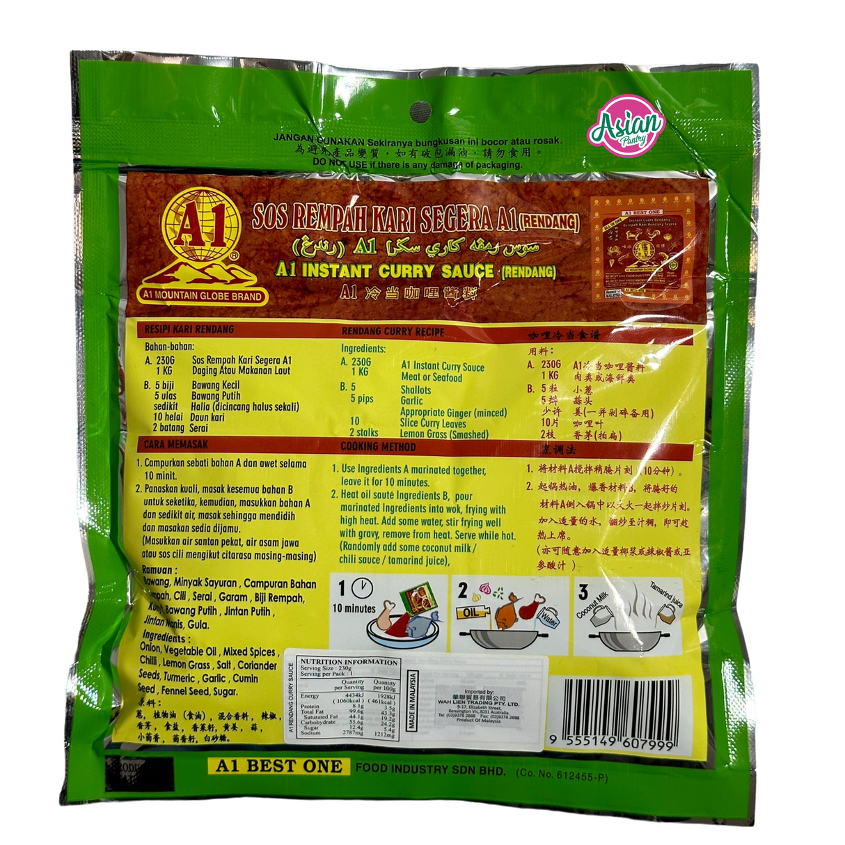 A1 Instant Curry Sauce (Rendang) 230g