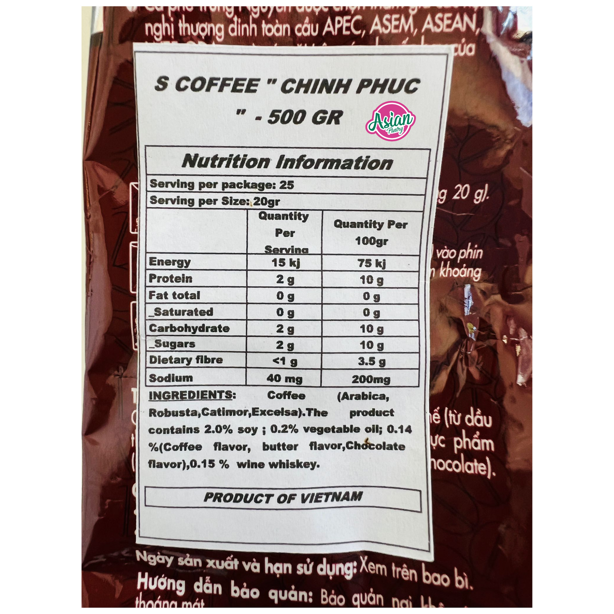 Kopi Trung Nguyen S (Ca Phe Rang Xay) 500g