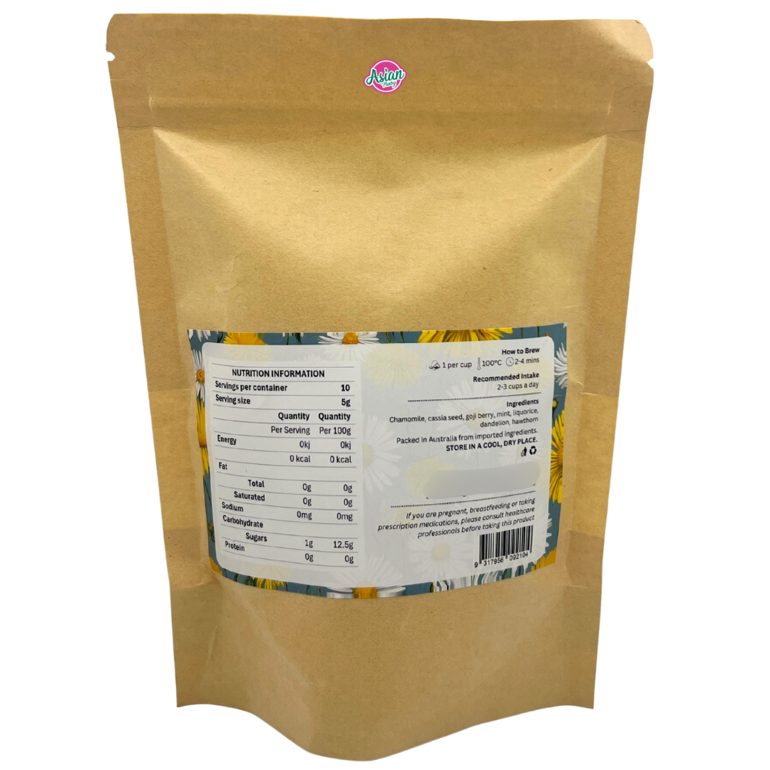 Nutrileaf Dandelion Chamomile Tea (10 Teabags) 50g - Back