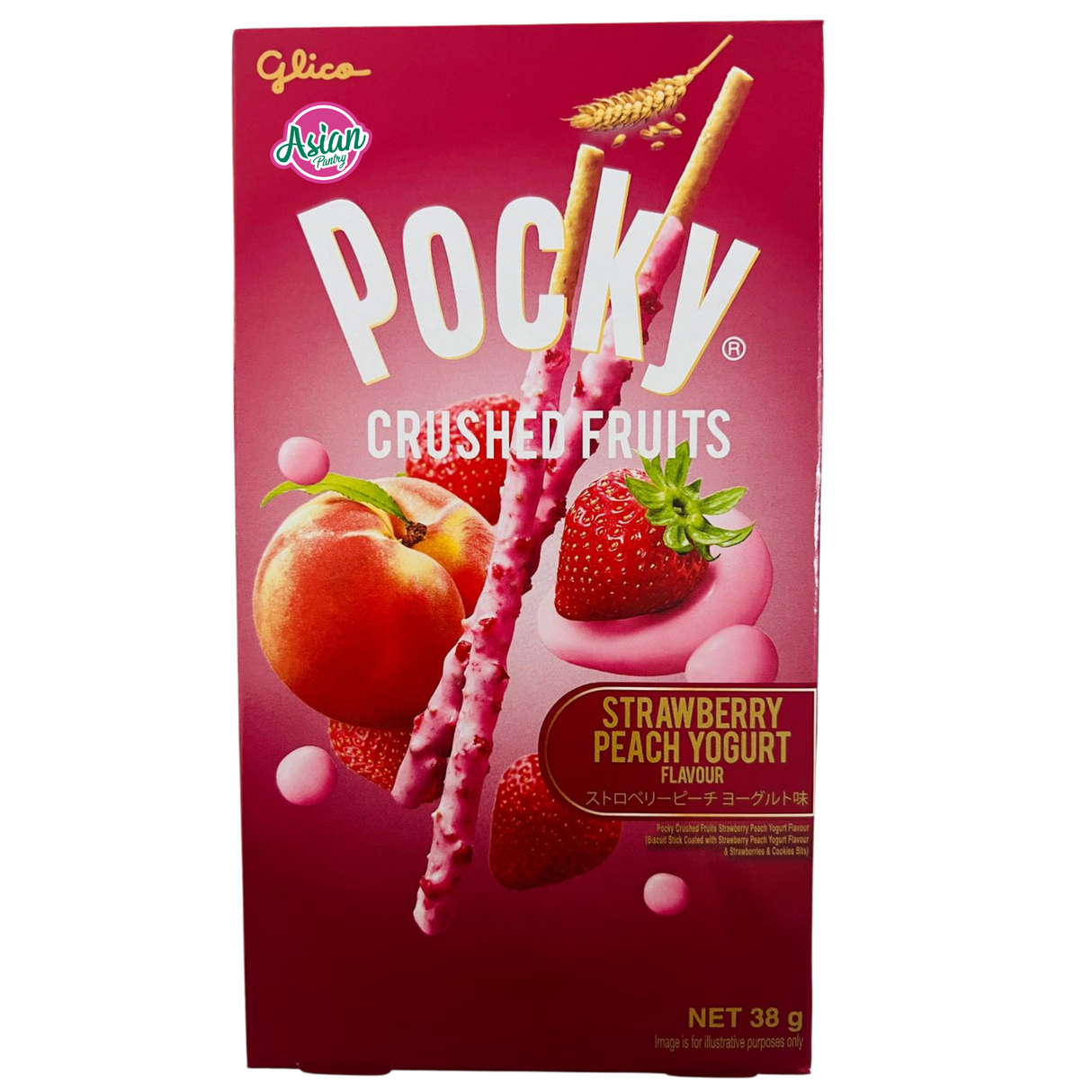 Glico Pocky Buah Hancur Strawberi Peach Yoghurt 38g