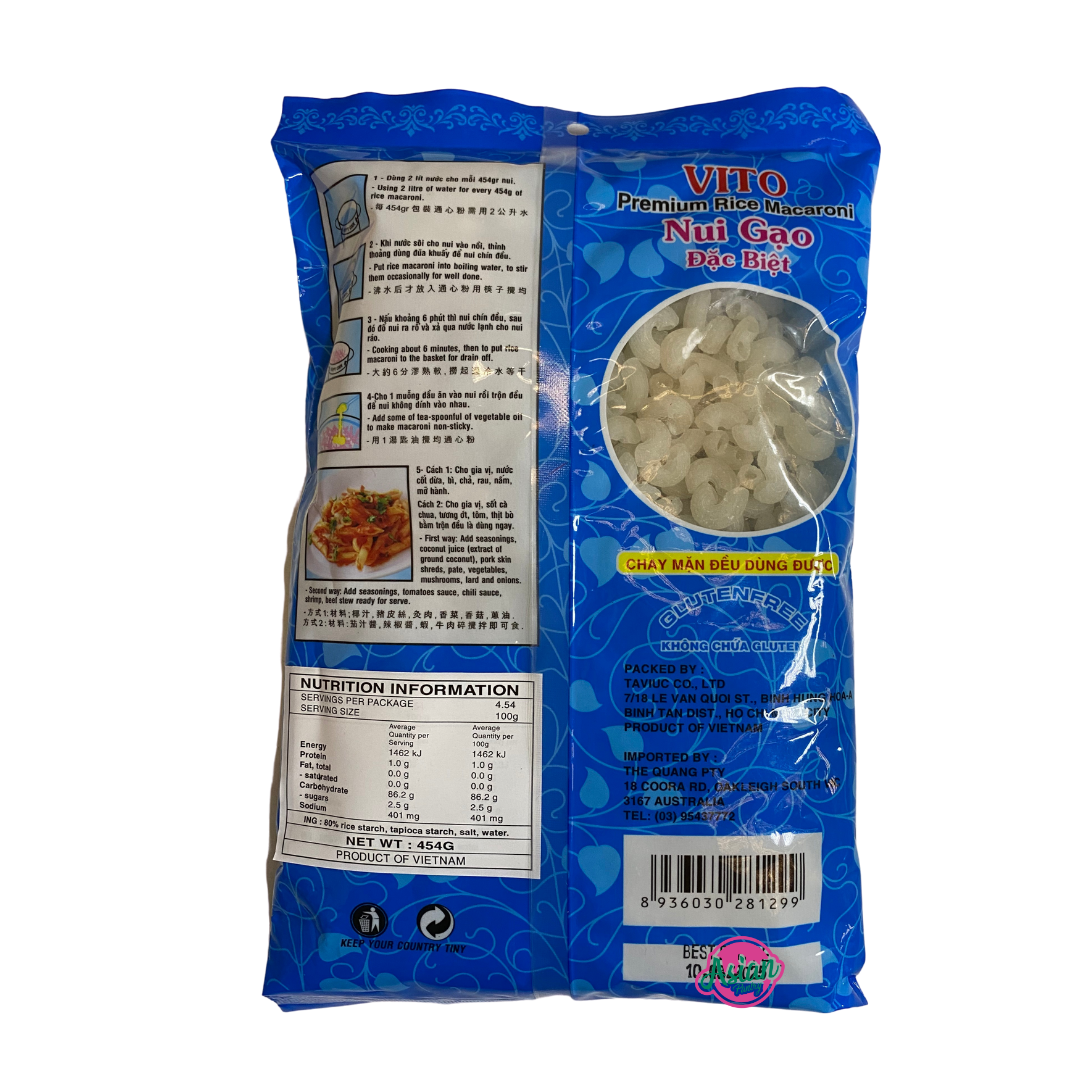 Vito Premium Rice Macaroni Small 454g