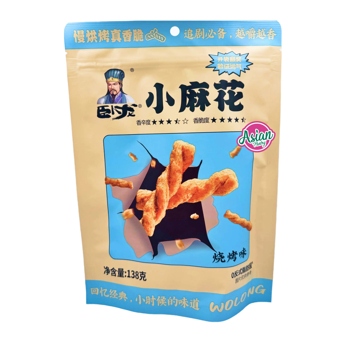 Wolong Fried Dough Twist (BBQ Flavour) 138g
