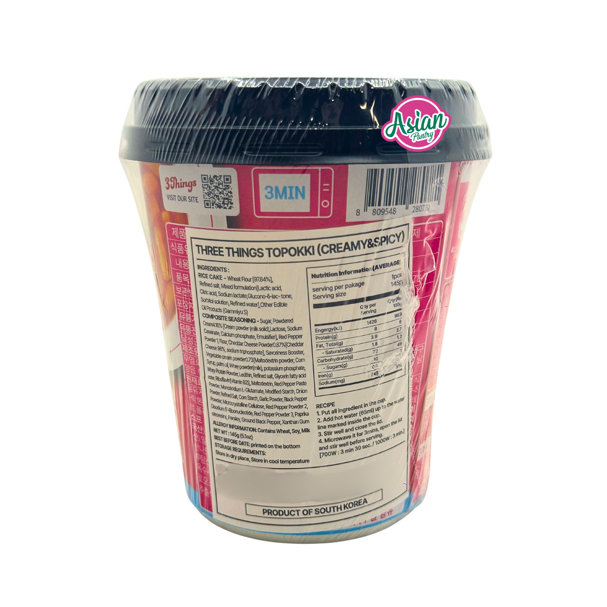 3Things Topokki Tteokbokki Creamy & Spicy 145g