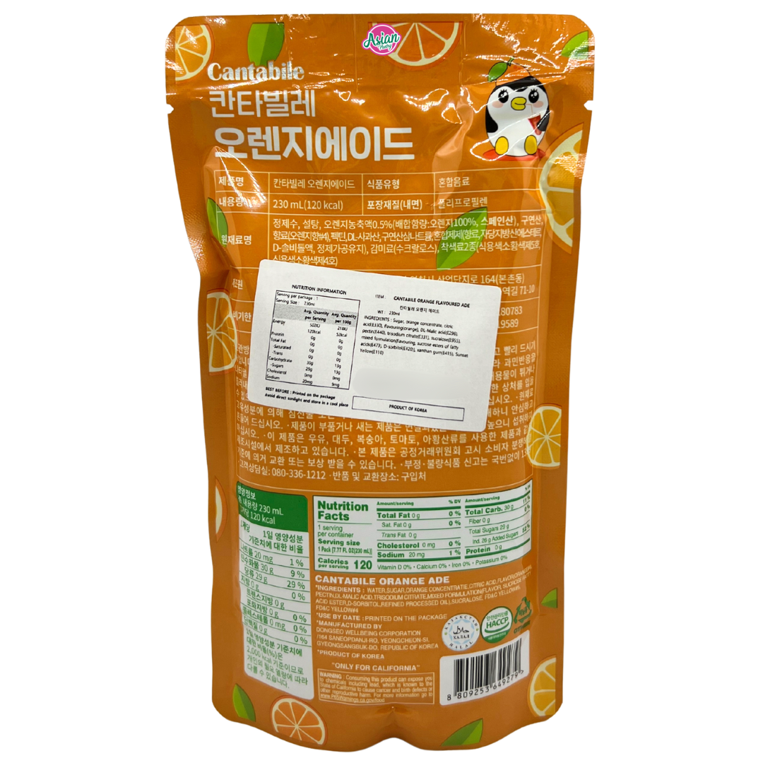 Cantabile Orange Ade 230ml - Back