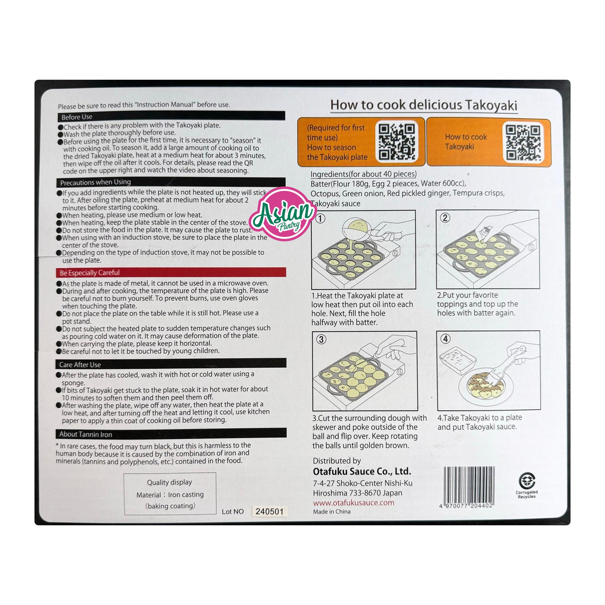 Otafuku Takoyaki Plate (16 Holes)