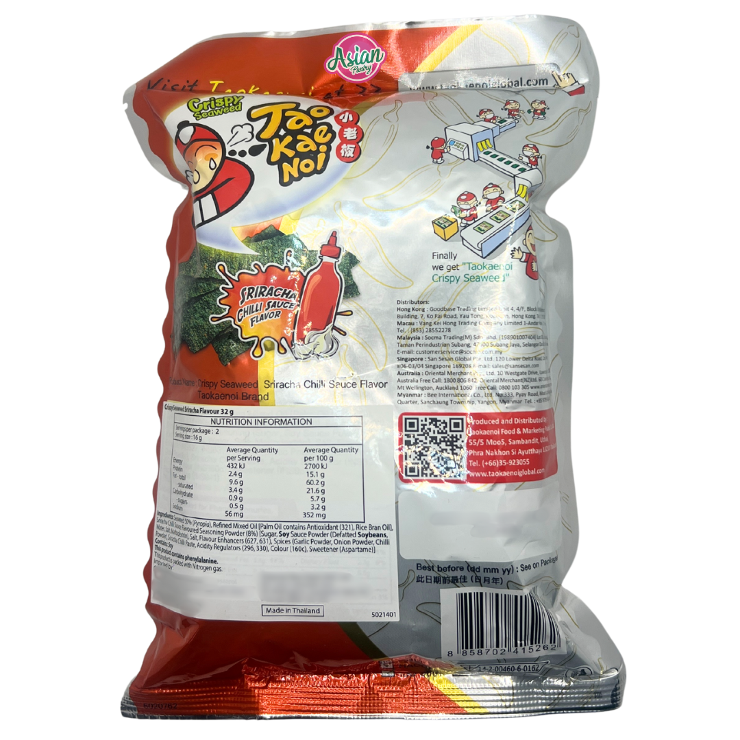 Tao Kae Noi Crispy Seaweed Sriracha Chilli Sauce Flavour 32g