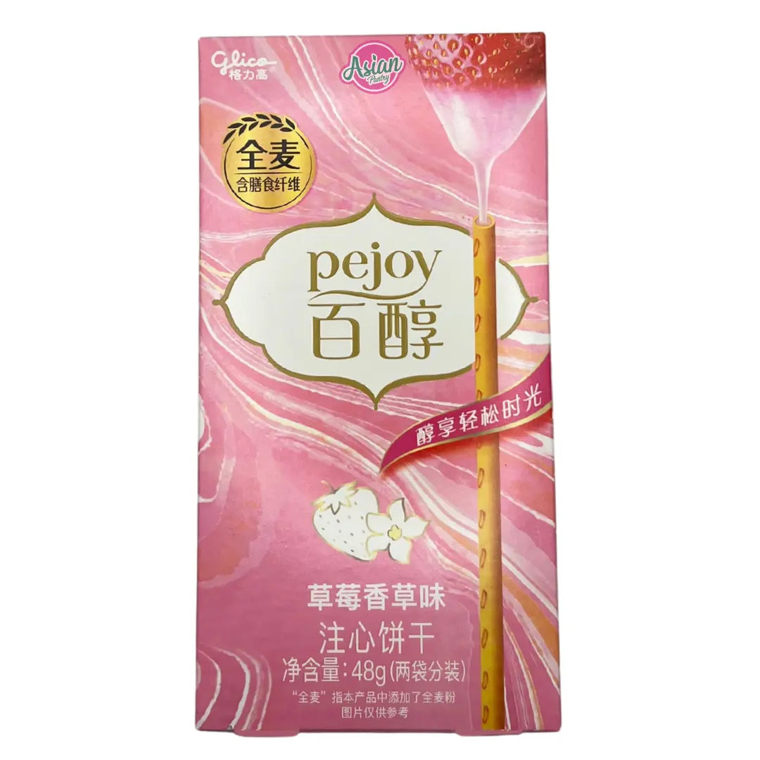 Glico Pejoy Strawberry and Vanilla Flavoured Filling Cookies 48g