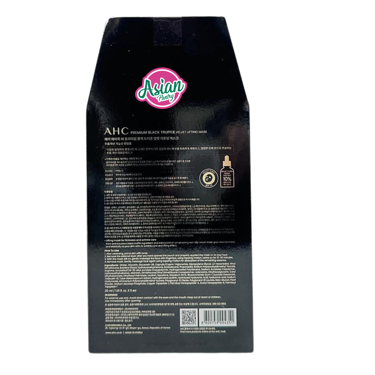 AHC Premium Black Truffle Velvet Lifting Mask (30g x 5 sheets) 150g