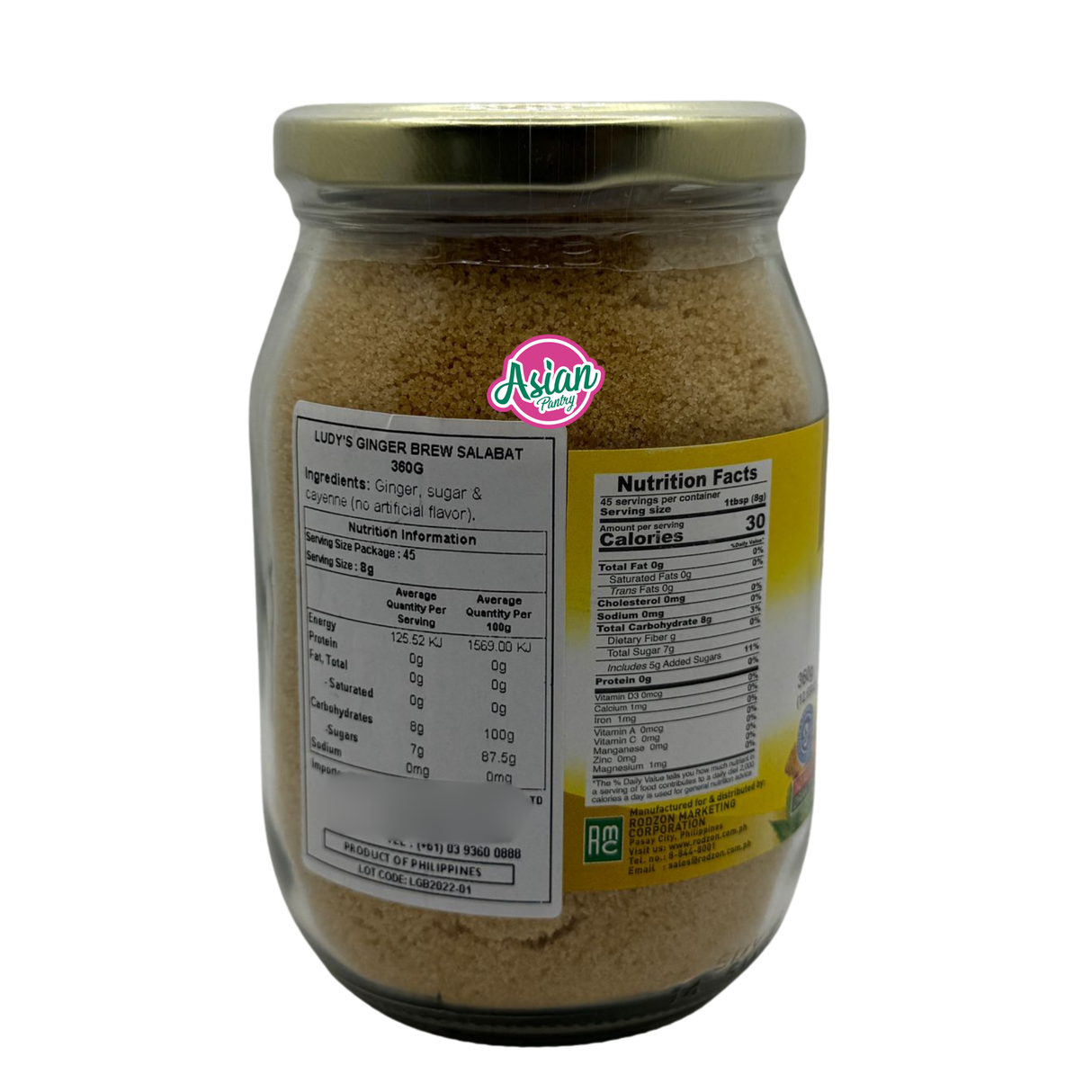 Ludy's Ginger Brew (Salabat) 360g - Back