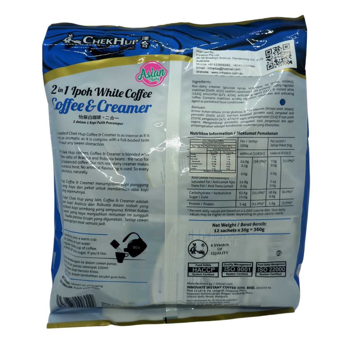 ChekHup 2 in 1 Ipoh White Coffee 360g