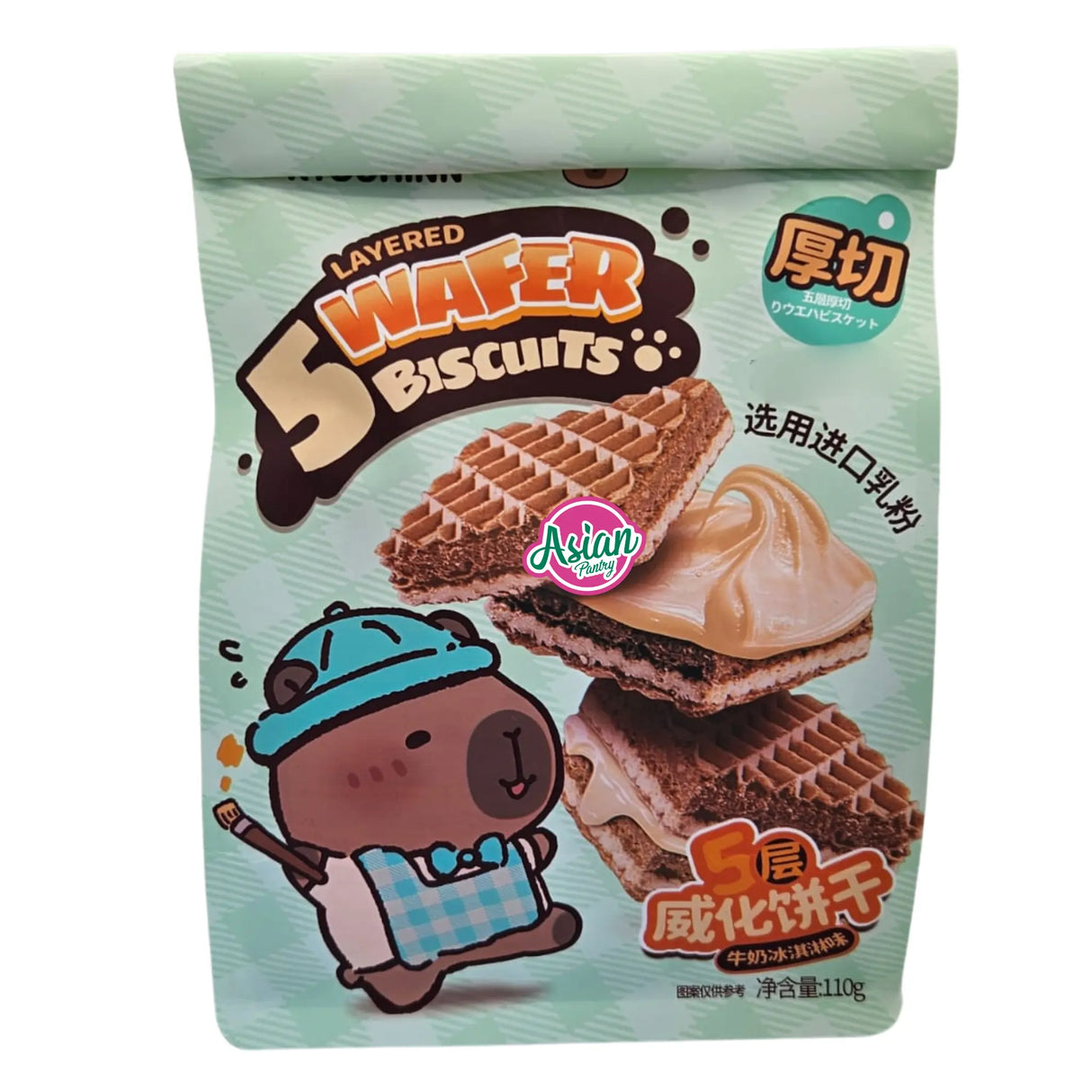 Sakuragi Ryouhinn Capybara Five-Layered Thick Slice Wafer Biscuits Milk Ice Cream Flavour 110g