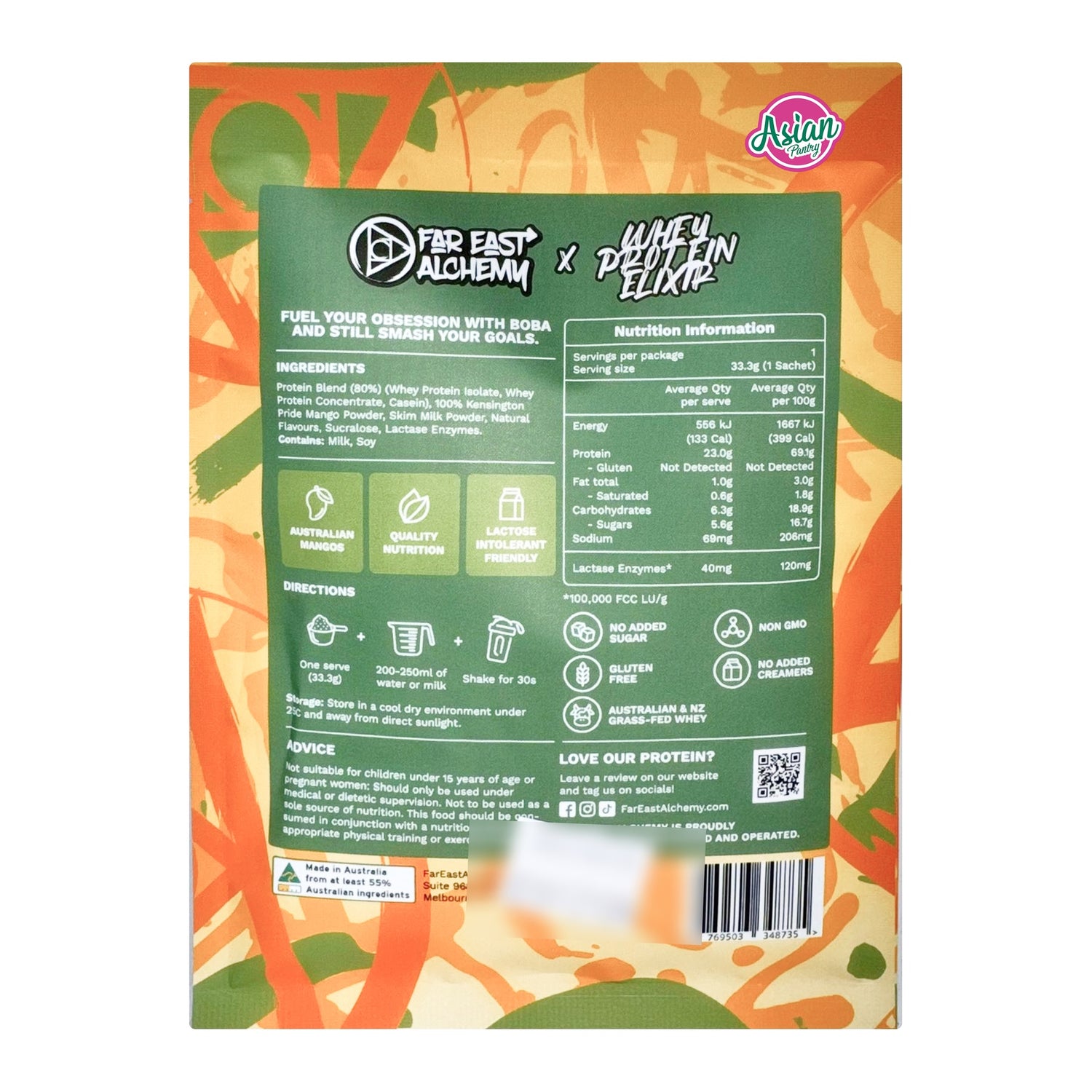 Far East Alchemy Whey Protein Elixir - Mango (Single Serve) 33g