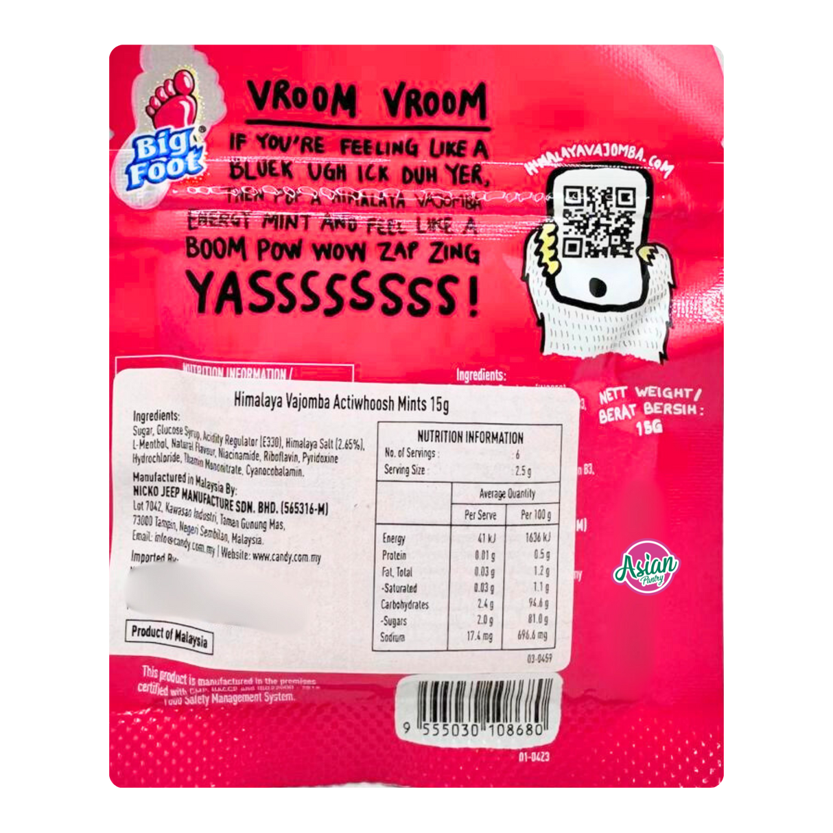 Big Foot Himalaya Vajomba Actiwhoosh Mints 15g