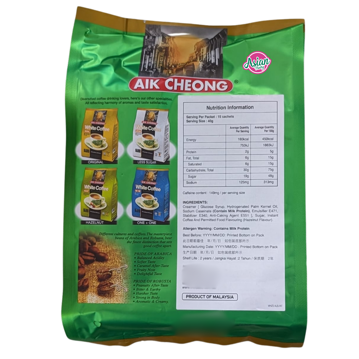 Kopi Putih Aik Cheong Hazelnut 600g