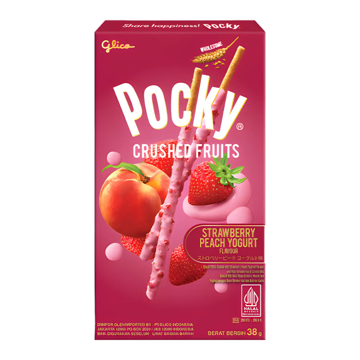 Glico Pocky Buah Hancur Strawberi Peach Yoghurt 38g