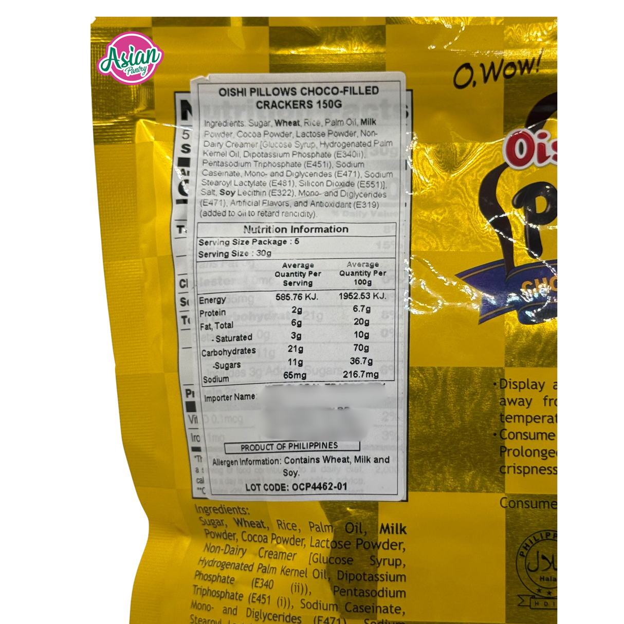 Oishi Pillows Choco-Filled Crackers 150g