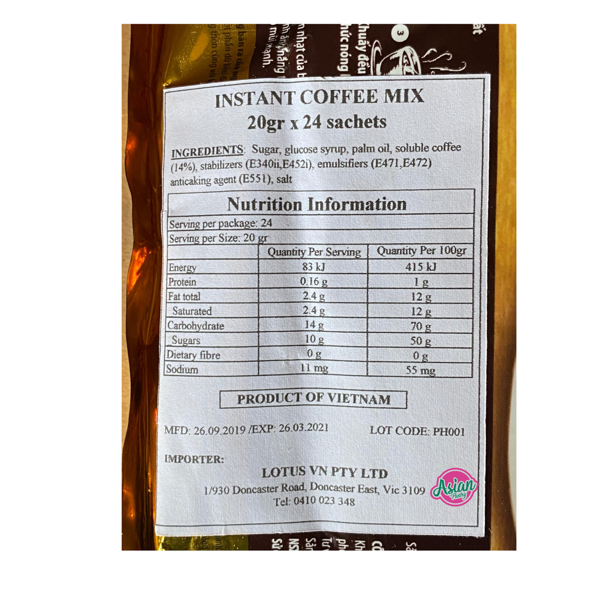 Vinacafe 速溶咖啡混合物 20 包 480 克