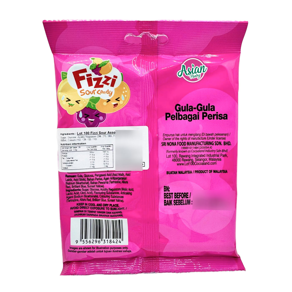 Lot 100 Fizzi Sour Assorted Candy 100g