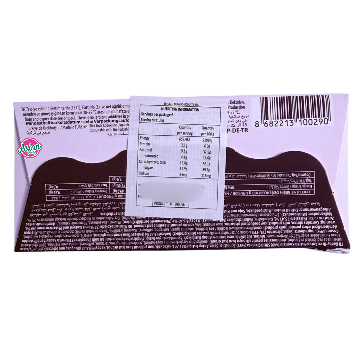 Beyoglu Dubaco Dubai Pistachio Chocolate 95g