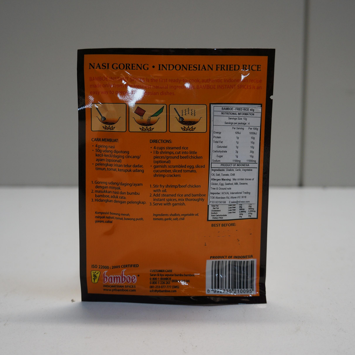 Bamboe Nasi Goreng Seasoning Powder 40g - Back