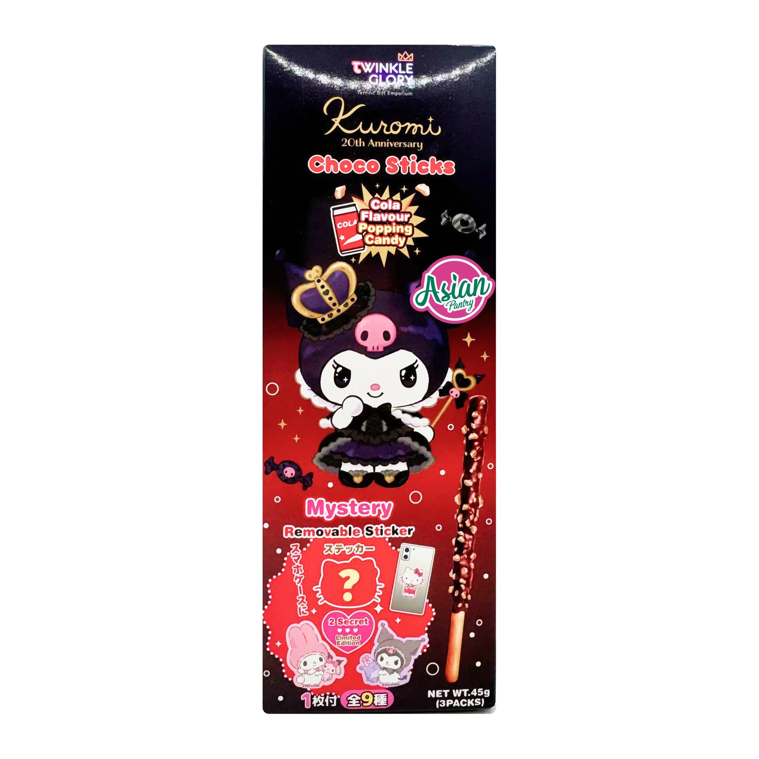 Twinkle Glory Cola Flavour Popping Candy Choco Sticks 45g