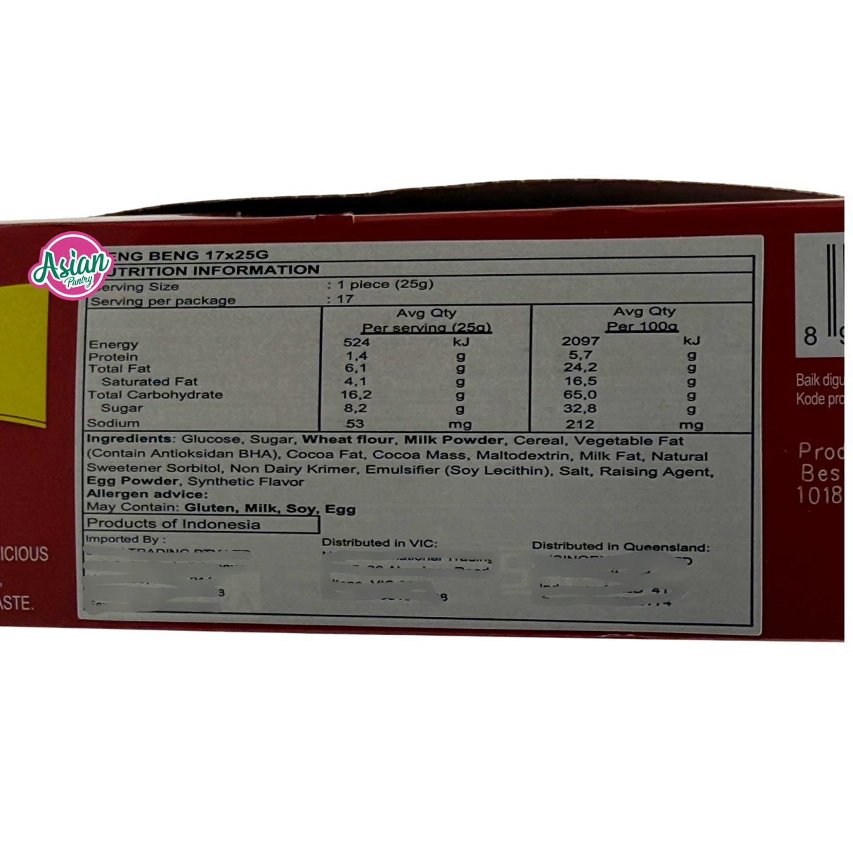 Beng Beng Chocolate 25g - Back