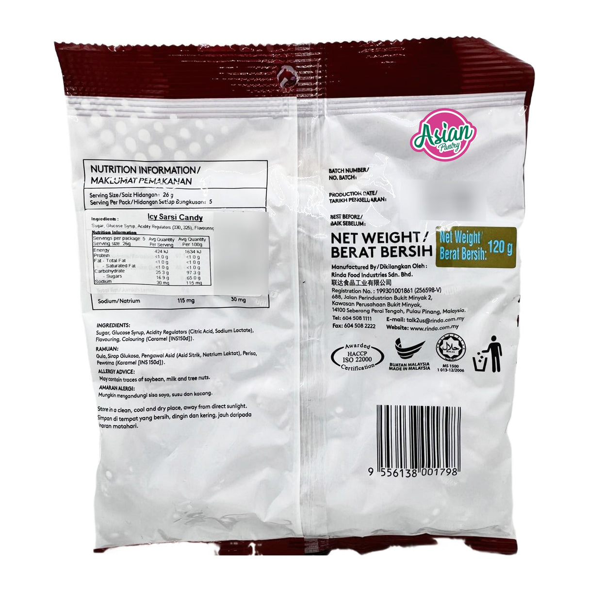 Rinda Icy Sarsi Candy 120g
