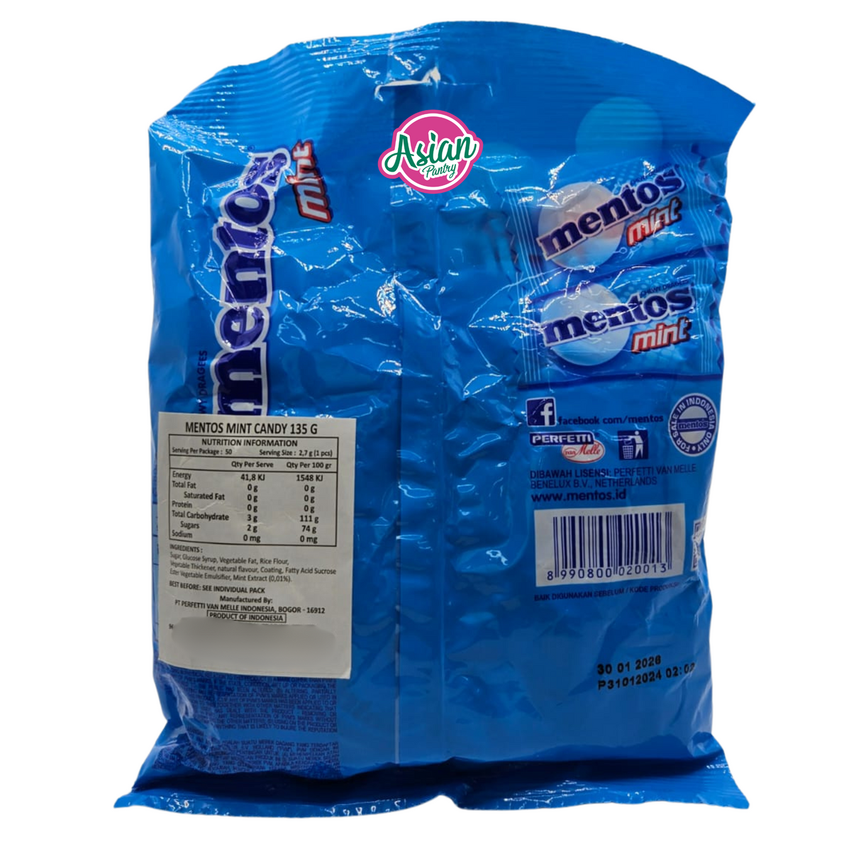 Mentos Mint Chewy Candy Pouch 50pcs 135g (BBD: 30/01/2026)