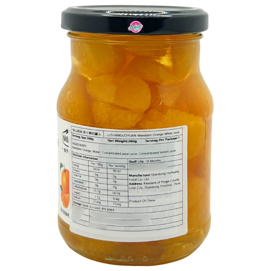 Lushanguoyuan Canned Mandarin Orange with Juice 360g - Back