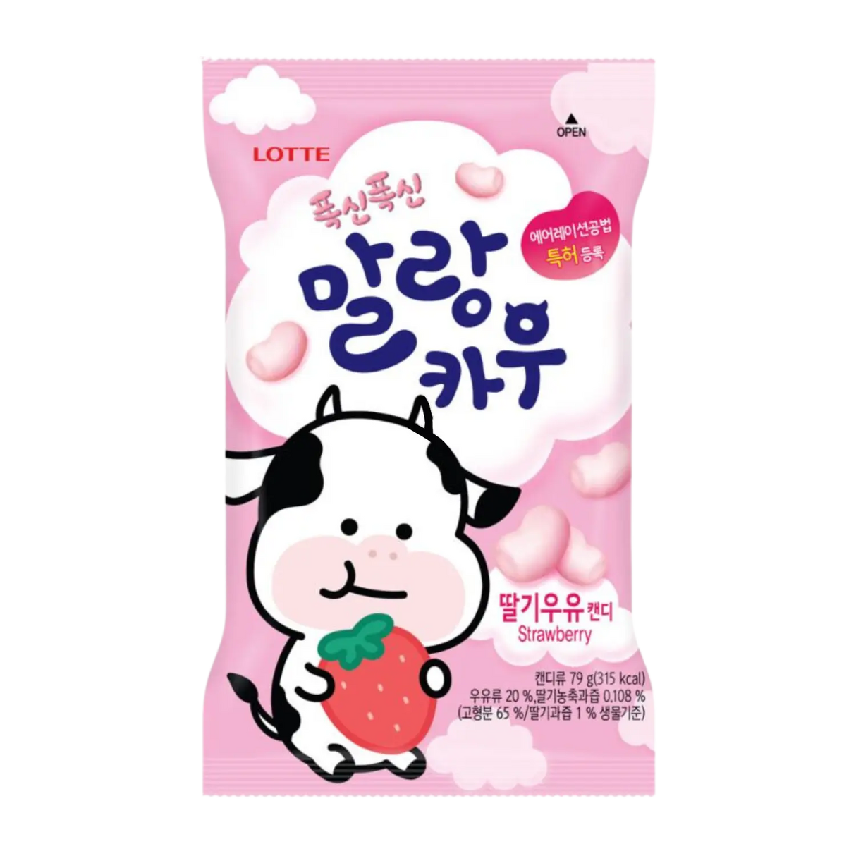 Lotte Malang Cow Strawberry Chewing Candy 79g