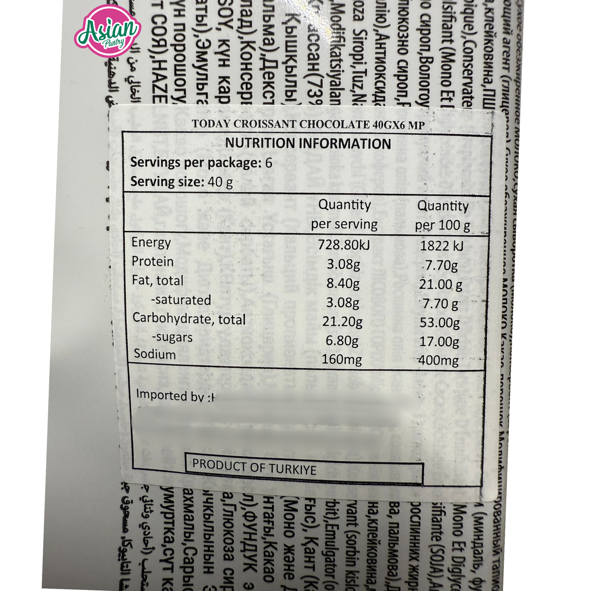 Elvan Today Croissant with Chocolate and Hazelnut Cream Filling 240g